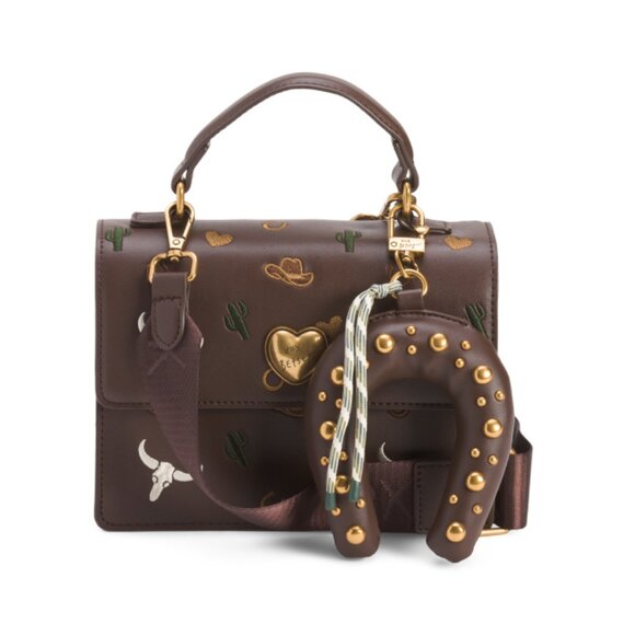 BETSEY JOHNSON Brown Western Top Handle Crossbody - Picture 1 of 2